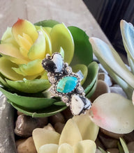 White Buffalo & Turquoise Ring {7.5}