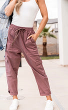 Mauve Cargo Crop Pants