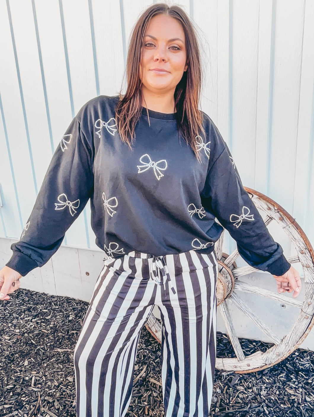 Blingin’ Bow Pullover Sweatshirt