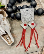 Square Concho Leather Tassel Earrings