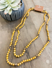 Mustard & Leopard Beaded Necklace