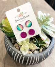 Watercolors & Sparkles Duo Studs Set
