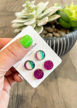 Watercolors & Sparkles Duo Studs Set