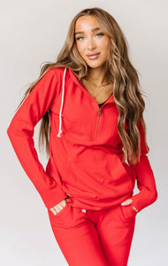 Candy Apple Performance Fleece Half Zip Hoodie {Ampersand}