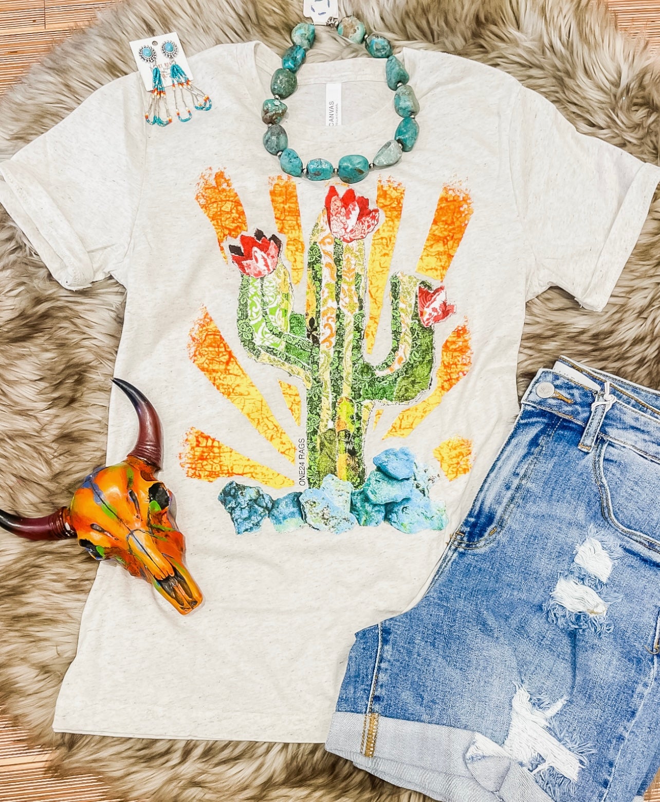 Paper Mache Cactus Tee L