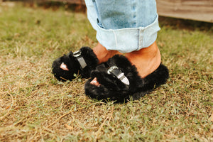 Home Buckle Slippers {Black}