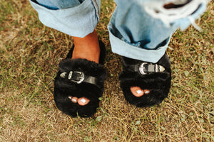 Home Buckle Slippers {Black}