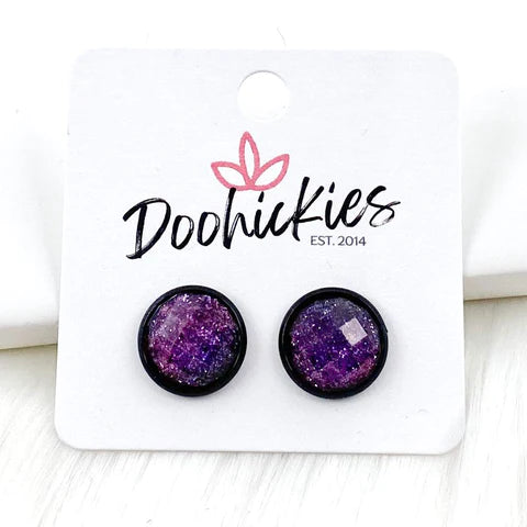 Iridescent Purple Stud Earrings
