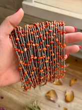 Antique Silver Seed Bead & Dyed Red Coral Choker – 14”