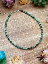 African Turquoise Heishi & Sterling Silver Pearl Necklace