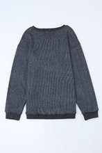 Faith Solid Ribbed Knit Round Neck Pullover Sweatshirt