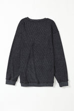 Faith Solid Ribbed Knit Round Neck Pullover Sweatshirt