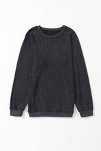 Faith Solid Ribbed Knit Round Neck Pullover Sweatshirt