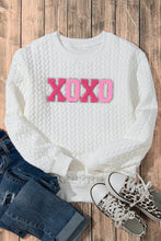 Logan XOXO Glitter Chenille Cable Knit Pullover Sweatshirt