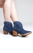 Twilight Studded Heeled Ankle Boot in Denim