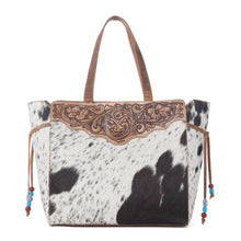 Myra Yellowstone Winter Prairie Handtooled Bag in Ivory Toffee