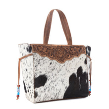 Myra Yellowstone Winter Prairie Handtooled Bag in Ivory Toffee