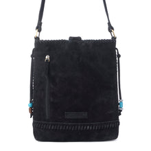 Myra Yellowstone Stonecrest Suede Leather Concealed Carry Bag in Charcoal Black