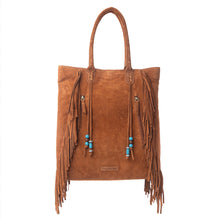 Myra Yellowstone Desert Creek Fringed Suede Leather Concealed Carry Bag in Sand Brown