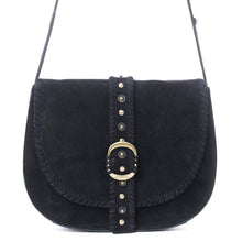 Myra Yellowstone Iron Frontier Suede Leather Bag in Jet Black