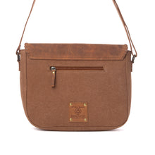 Myra Honey Field Hairon Leather Messenger Bag in Sable Mist