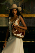 Myra Honey Field Hairon Leather Messenger Bag in Sable Mist