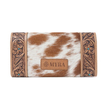 Myra Fern Pass Handtooled Hairon Leather Women’s Wallet in Warm Caramel