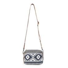 Myra Temptation Tribal Pattern Small Crossbody Bag for Women â€“ Geometric Canvas Front, Adjustable Leather Strap for Everyday Western Style