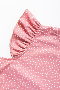 Marlowe Polka Dots Ruffle Flutter Sleeve Frilled Neck Blouse