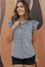 Bridget Frayed Ruffle Sleeve Denim Shirt