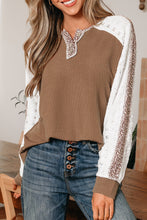 Isabella Lace Contrast Patchwork Long Sleeve Top