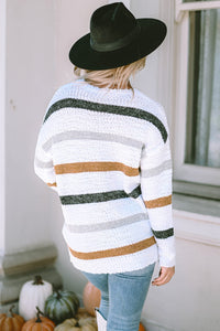 Cora Striped Popcorn Knit Sweater