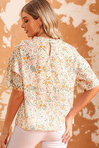 Karsyn Floral Print Wide Ruffle Sleeves Blouse