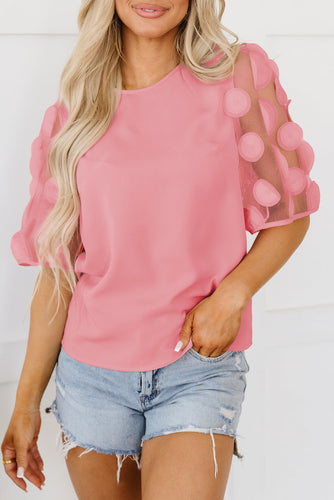 Aliza Applique Mesh Half Sleeve Blouse