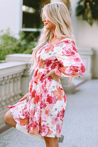 Camryn Floral Smocked Puff Sleeve Mini Dress