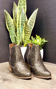 Fiera Glitter Booties in Bronze