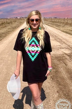 Turquoise Sands Aztec T-Shirt Dress