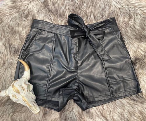 New York Minute Faux Leather Shorts