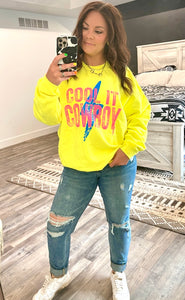 Cool It Cowboy Pullover Sweatshirt (Neon Yellow)