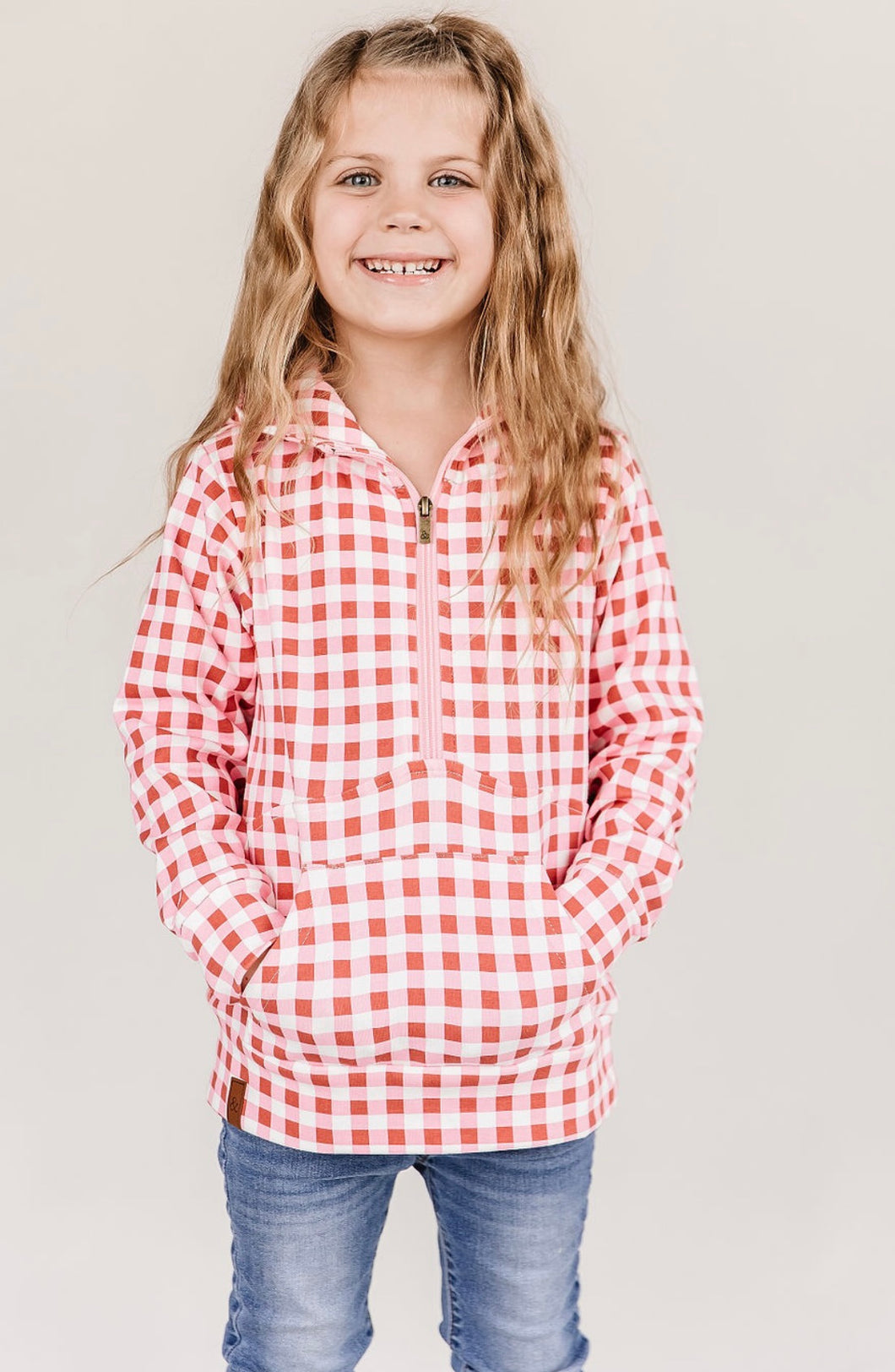 Kids Ladybug Picnic Half Zip Hoodie {Ampersand}