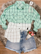 Mint To Be Distressed Plaid Button Up