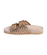 Intertwine Dual Woven Strap Slide in Champagne