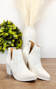 Tarim Booties in White Croc