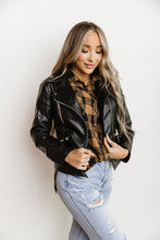 Vegan Leather Moto Jacket- Black