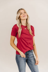 Crew Neck Lulu Tee - Burgundy