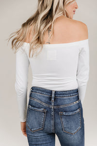 Bodysuit - Long Sleeve Off The Shoulder - White