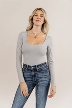 Bodysuit - Long Sleeve Square Neck - Light Grey