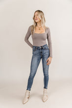 Bodysuit - Long Sleeve Square Neck - Charcoal