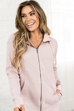 Waffle Knit FullZip- Blush