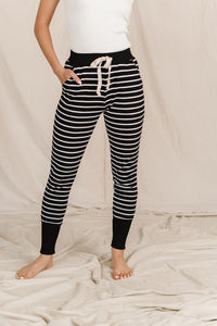 New & Improved Joggers- Black Stripe